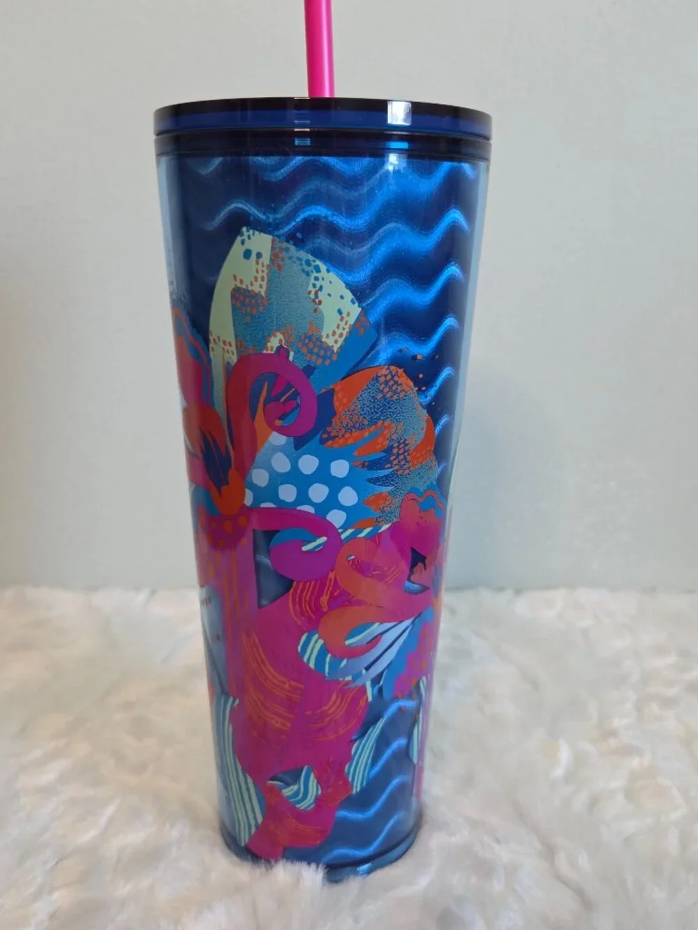 Starbucks 24oz Tumbler Summer 2024 Holographic Blue Waves Tropical Reef NWT